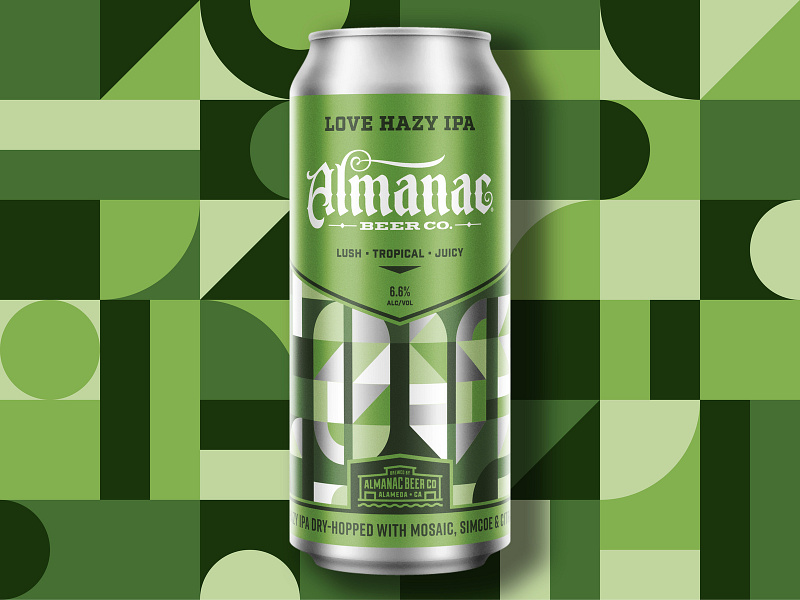 LOVE Hazy IPA beer beer can dan kuhlken design dkng dkng studios geometric geometry grid ipa nathan goldman packagingdesign pattern vector