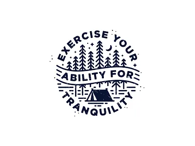 Tranquil adventure badge camp line moon outdoors simple tent tranquil trees