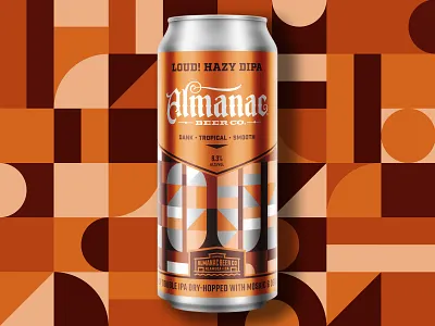 LOUD! Hazy DIPA almanac beer dan kuhlken dipa dkng dkng studios geometric grid mockup nathan goldman packaging design pattern poster vector