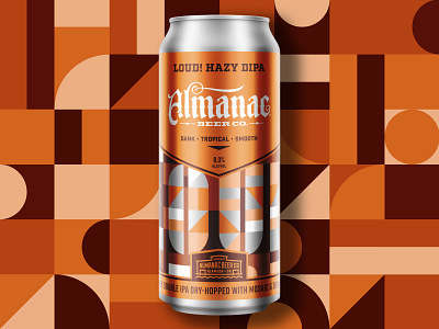 LOUD! Hazy DIPA almanac beer dan kuhlken dipa dkng dkng studios geometric grid mockup nathan goldman packaging design pattern poster vector