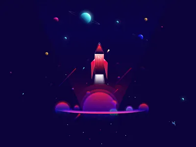 Planet Illustration color gradient header illustration illustrations planet planet earth rocket space ui vector