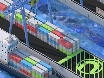 Isometric Industrial Harbor 3d branding harbor industrial isometric models twitter twitter header