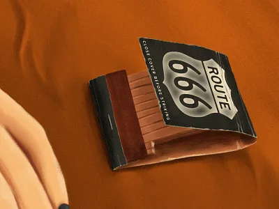 2414 Detail Pt.1 666 halloween illustration matchbook matches painting retro texture vintage