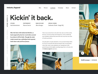 Industry Apparel circular clean fashion golden canon grid lookbook minimal ui ux web design
