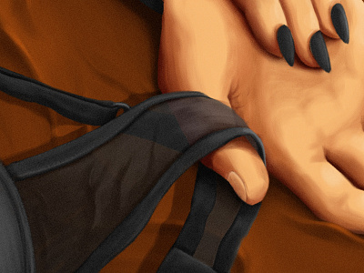2414 Detail Pt. 2 bed hands illustration painting retro vintage