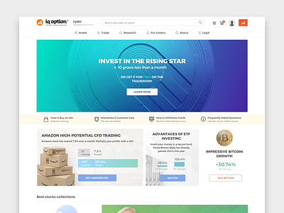 Main page stock shop invest investing stock ui ux web