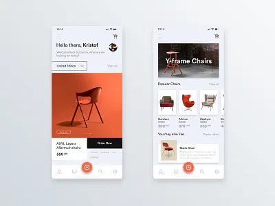 Mobile application for designer chairs 🛋 adobe xd digital interface krs krsdesign mobile app mobile app design ui uidesign user center design ux