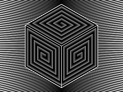 Cubed 10 - Oct.3.2018 art black and white blend blend tool design illustrator lines opart patterns shadows shapes stripes vector