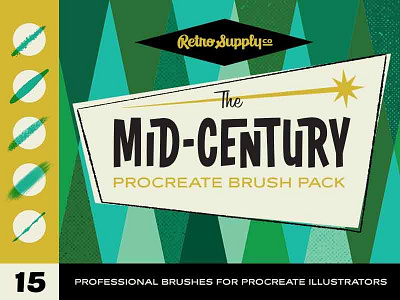 The Mid-Century Procreate Brush Pack brushes cartooning drawing illustration mid century procreate retro retrosupply vintage