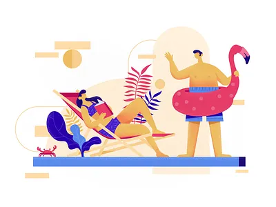 Pool Conversation character design girl illustration man motionstory pool pool party