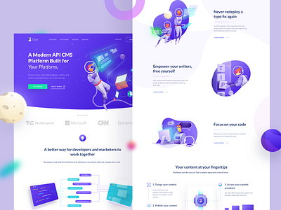 Tipe Landing astronaut cms coding dashboard earth galaxy hero illustration landing moon page planet platform space spaceship starship web