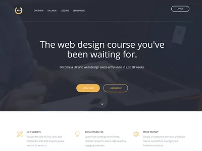 Web Design Class Landing Page branding design web design website