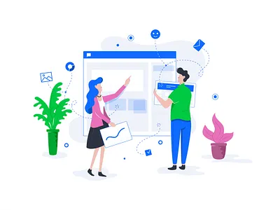 Building the interface business character graph illustration interface people plant team vector