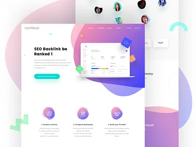 SEO Backlink Services Landing page colorful google google adwords google seo gradient illustration landing page saas saas application saas landing page saas service search engine search engine optimization seo sketch trend 2018 typography ui ux web