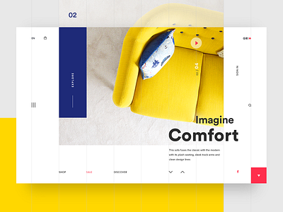 Sofa UI clean concept design furniture grid homepage interface landing layout modern shop typography ui ux web webdesign webpage website