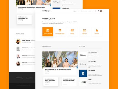 Intranet Homepage | Secret Escapes design digital homepage intranet ui web