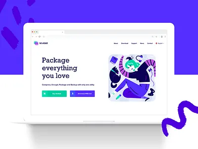 Winrar Rebrand + UI Concept branding fireart fireart studio icon illustration interface landing page logo package redesign ui ux website