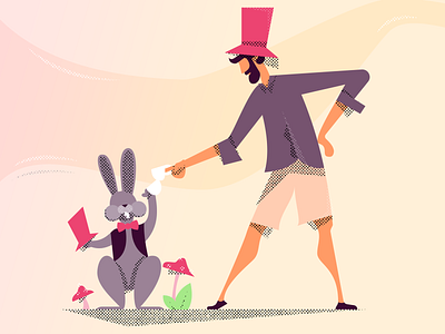 The Mad Hatter aliceinwonderland character character art character concept characterdesign color design flat gradient hat illustration rabbit texture vector