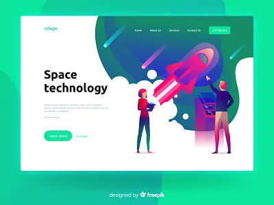 Space technology character design green illustration landing landing page online page space technology web website