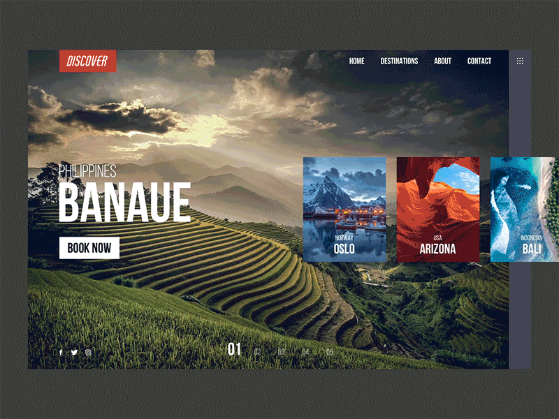 Landing Page 3D Transition animation discover explore interface landing page landing page design transition ui web design