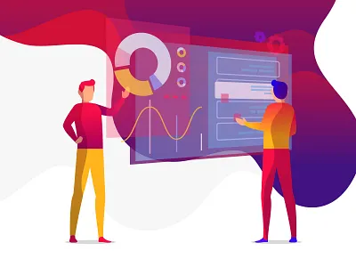 Data analysis - illustration analysis character data design illustration landing landing page online page purple web website