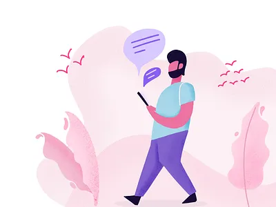 Day 04 part 1 - Light illustration of cell network chat desert flat illustration message pink shadow text