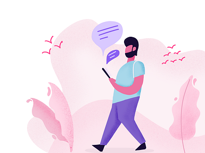 Day 04 part 1 - Light illustration of cell network chat desert flat illustration message pink shadow text