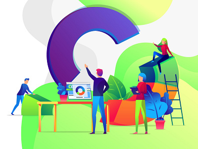 Teamwork project - illustration character design green illustration landing landing page page project team teamwork web website