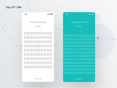 Odd1Out - Fun Game Concept | Day 277/365 - Project365 design challenge disruptive thursday find mismatched letters find the bad letter find the letter ios ios11 letters game minimal mobile app mobile game odd one out project365 sketch