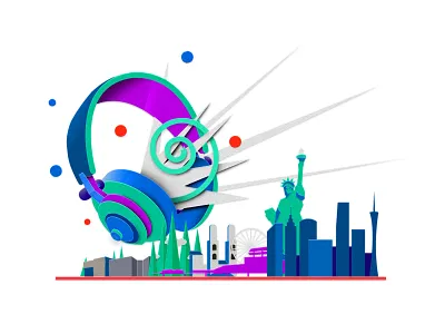 Noise-cancelling headphones city digital art headphones illustration paper illustration tech walmart