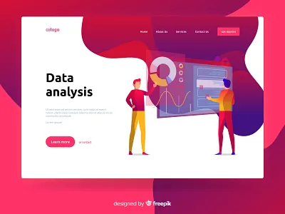 Data analysis analysis character data design illustration landing landing page online page purple web website