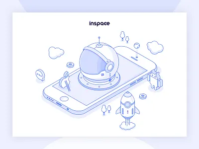 Inspace Illustration android apple astronaut helmet illustration ios rocket space vector
