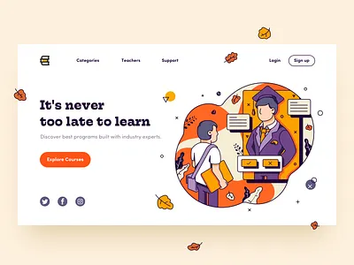 🎓 Back 2 School clean color design education graphic hero illustration landing promo typography ui vector website