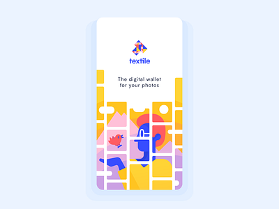 Photo wallet splash screen app character decentralized design illustration ios memories photo scene screen ui wallet welcome