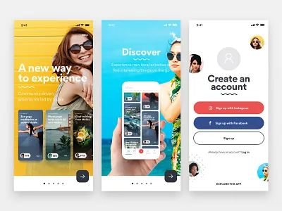 App Screens android experiences ios app ios card onboarding price sign up tour user experience visual design