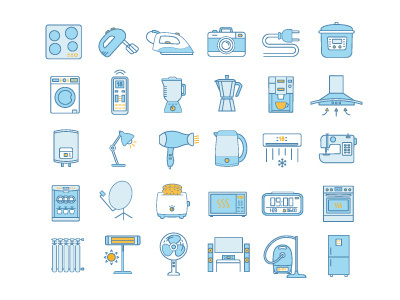 Household appliance appliance color convenience domestic electronics household icon illustration kitchen set vector