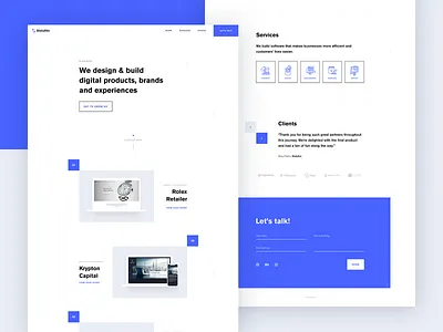 Digital Agency Homepage agency blue clean grid interface landing layout minimal studio ui ux web website white