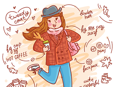 🍁 Fall this in your style 🍁 autumn cartoon character cute doodle fall girl hat illustrations people style vector