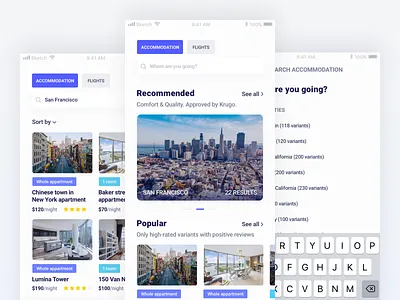 Krugo. Mobile app for ideal travel booking. appartment booking clean flights hotel mobile app reservation room travelling trip weeklyconcept