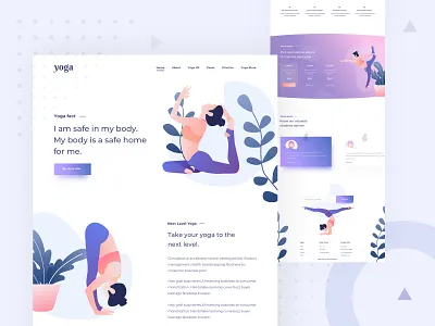 Yoga Landing Page design chilling mantis studio gradient colorful design illustration landing page ui ux web design web illustration design yoga web landing page design