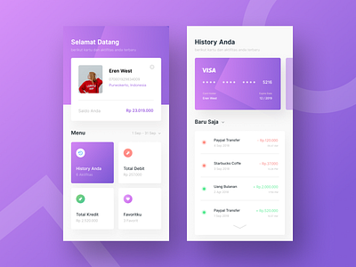 Mobile Banking Exploration banking card dashboard design mobile banking profile purple uidesign uiux