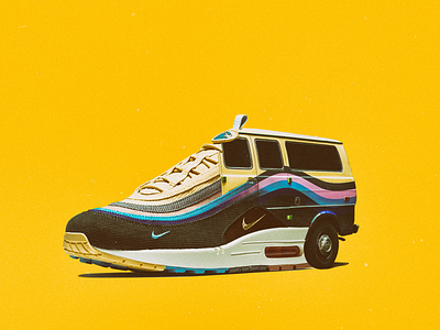 NIKE AIR MAX 97 (VAN MIX) air max art car collage composition design flat illustration italy minimal nike shoes sneaker sneakerhead street style van yellow