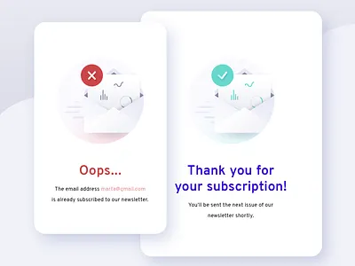 Newsletter Subscription Confirmation confirmation email empty state illustration newsletter oops subscription thanks