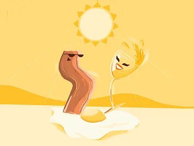 Breakfast Club bacon breakfast character club disco egg friends illustration mimosa shining yellow