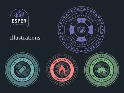 Esper Inbound Illustrations circle circular dial elemental mystic tarot tribal