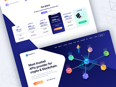 Crypto APIs app blockchain crypto currency fintech flat illustration landing marketing pricing ui ux website