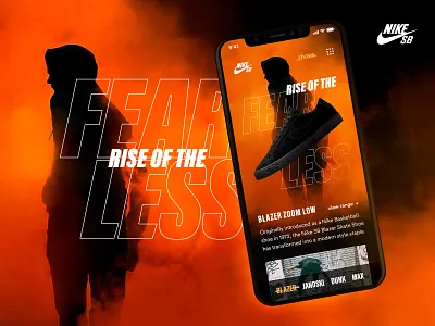 NikeSB Hero Mobile blazer design digital fearless just do it just make mobile nike nike sb samclarkedesign skateboarding ui