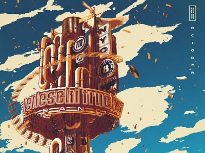 Beacon c4d cinema 4d clouds illustration instruments music nyc poster signs