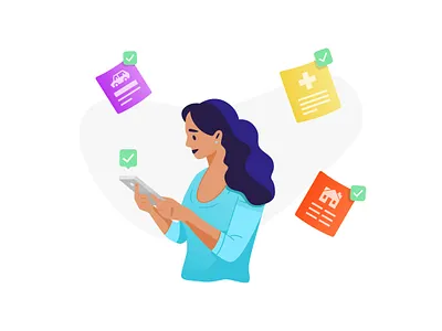 Simple Payment Illustrations bills happy hero illustration iphone payments simple web women