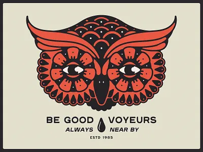 BG Voyeurs. art badge brand branding design drawing dribbble eye graphic design hand drawn handdrawn identity illustration lockup logo marks owl portfolio typography voyeur
